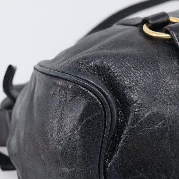 Miu Miu Hand Bag Leather 2way Black Gold Auth 212428M