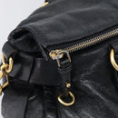 Miu Miu Hand Bag Leather 2way Black Gold Auth 212428M-17