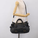 Miu Miu Hand Bag Leather 2way Black Gold Auth 212428M-28