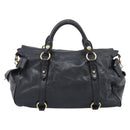 Miu Miu Hand Bag Leather 2way Black Gold Auth 212428M-3