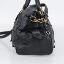 Miu Miu Hand Bag Leather 2way Black Gold Auth 212428M-4