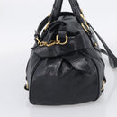 Miu Miu Hand Bag Leather 2way Black Gold Auth 212428M-5