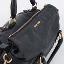 Miu Miu Hand Bag Leather 2way Black Gold Auth 212428M-6