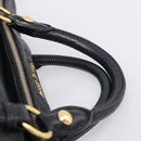 Miu Miu Hand Bag Leather 2way Black Gold Auth 212428M-8
