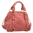 Miu Miu Hand Bag Leather 2way Pink Gold Auth 212429M-1