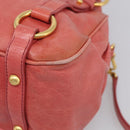 Miu Miu Hand Bag Leather 2way Pink Gold Auth 212429M-12