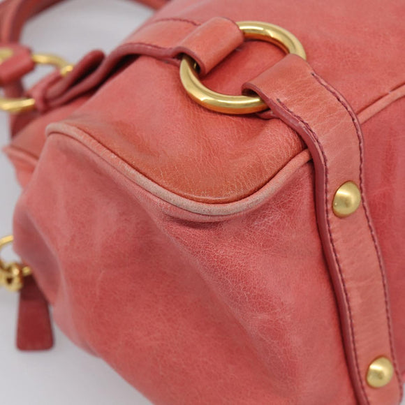Miu Miu Hand Bag Leather 2way Pink Gold Auth 212429M