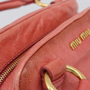 Miu Miu Hand Bag Leather 2way Pink Gold Auth 212429M-18