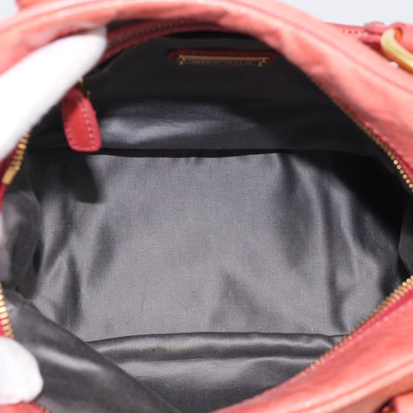 Miu Miu Hand Bag Leather 2way Pink Gold Auth 212429M