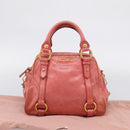 Miu Miu Hand Bag Leather 2way Pink Gold Auth 212429M-29