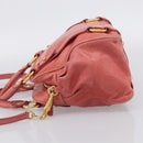 Miu Miu Hand Bag Leather 2way Pink Gold Auth 212429M-4