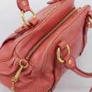 Miu Miu Hand Bag Leather 2way Pink Gold Auth 212429M-6