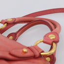 Miu Miu Hand Bag Leather 2way Pink Gold Auth 212429M-8