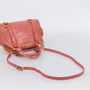 Miu Miu Hand Bag Leather 2way Pink Gold Auth 212429M-9