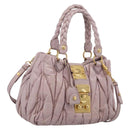 Miu Miu Matelasse Hand Bag Leather 2way Pink Gold Auth 212430A-1
