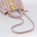 Miu Miu Matelasse Hand Bag Leather 2way Pink Gold Auth 212430A-10