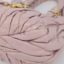Miu Miu Matelasse Hand Bag Leather 2way Pink Gold Auth 212430A-13