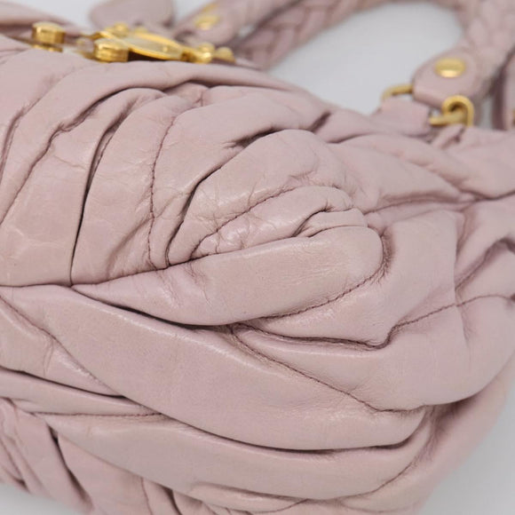Miu Miu Matelasse Hand Bag Leather 2way Pink Gold Auth 212430A