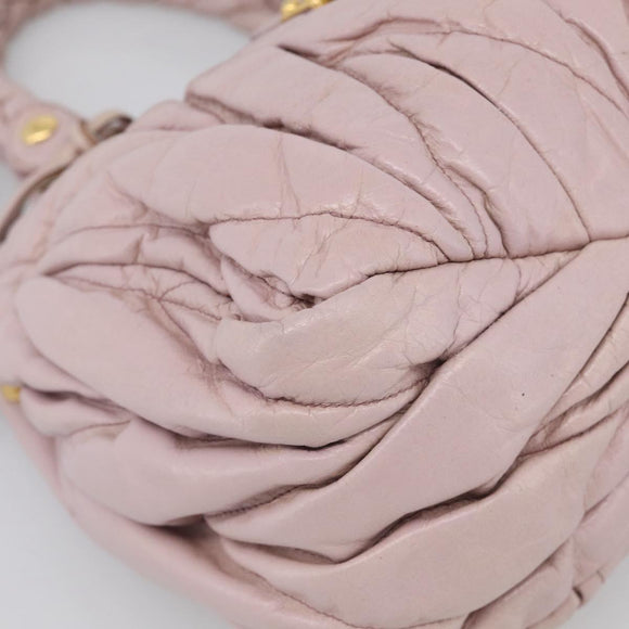 Miu Miu Matelasse Hand Bag Leather 2way Pink Gold Auth 212430A