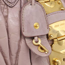 Miu Miu Matelasse Hand Bag Leather 2way Pink Gold Auth 212430A-17