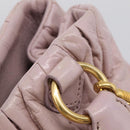 Miu Miu Matelasse Hand Bag Leather 2way Pink Gold Auth 212430A-19
