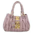 Miu Miu Matelasse Hand Bag Leather 2way Pink Gold Auth 212430A-2