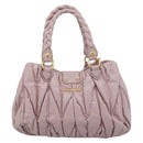 Miu Miu Matelasse Hand Bag Leather 2way Pink Gold Auth 212430A-3