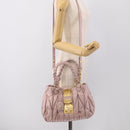 Miu Miu Matelasse Hand Bag Leather 2way Pink Gold Auth 212430A-30