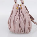 Miu Miu Matelasse Hand Bag Leather 2way Pink Gold Auth 212430A-4