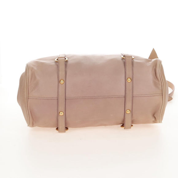 Miu Miu Matelasse Hand Bag Leather 2way Beige Gold Auth 212431M