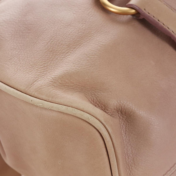 Miu Miu Matelasse Hand Bag Leather 2way Beige Gold Auth 212431M