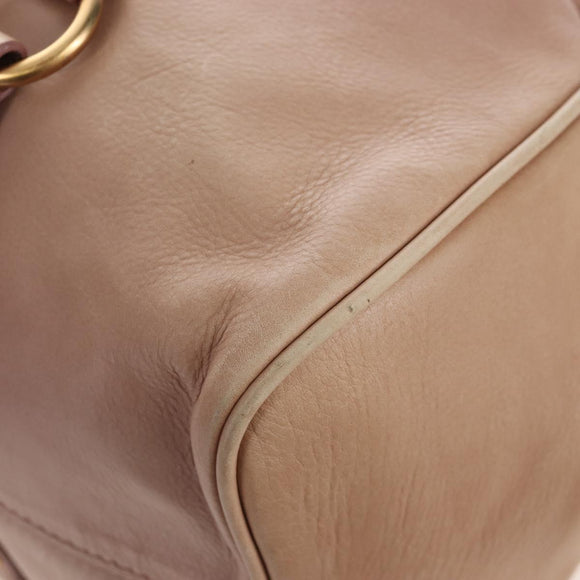 Miu Miu Matelasse Hand Bag Leather 2way Beige Gold Auth 212431M