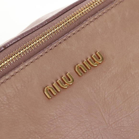Miu Miu Matelasse Hand Bag Leather 2way Beige Gold Auth 212431M