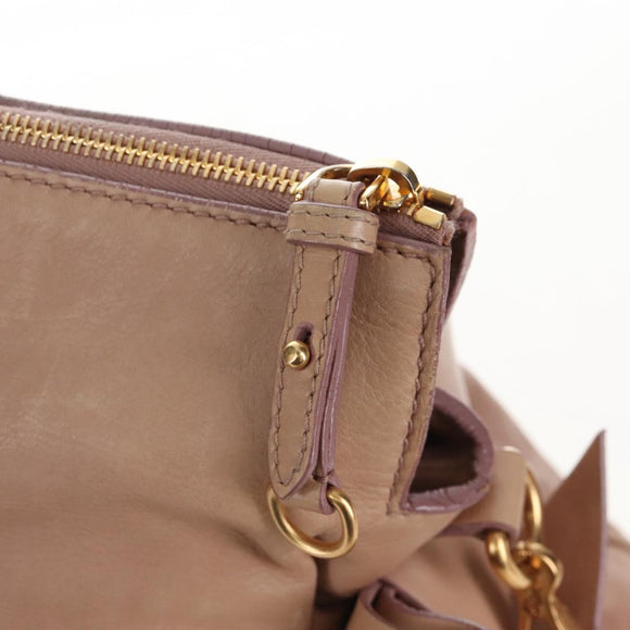 Miu Miu Matelasse Hand Bag Leather 2way Beige Gold Auth 212431M