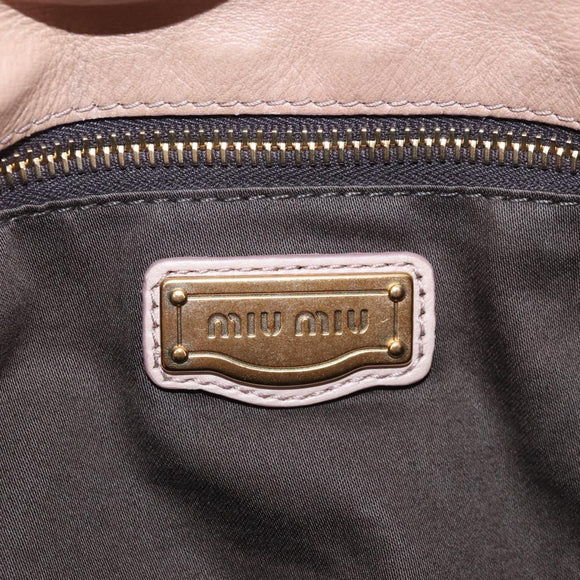 Miu Miu Matelasse Hand Bag Leather 2way Beige Gold Auth 212431M