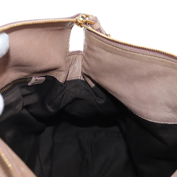 Miu Miu Matelasse Hand Bag Leather 2way Beige Gold Auth 212431M