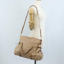 Miu Miu Matelasse Hand Bag Leather 2way Beige Gold Auth 212431M-27