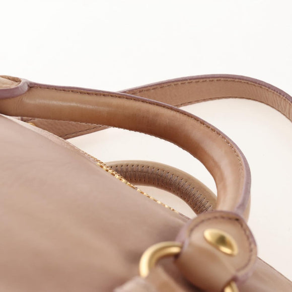 Miu Miu Matelasse Hand Bag Leather 2way Beige Gold Auth 212431M