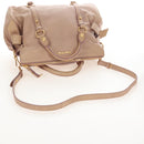 Miu Miu Matelasse Hand Bag Leather 2way Beige Gold Auth 212431M-9