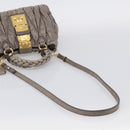 Miu Miu Matelasse Hand Bag Leather 2way Gray Gold Auth 212432M-10