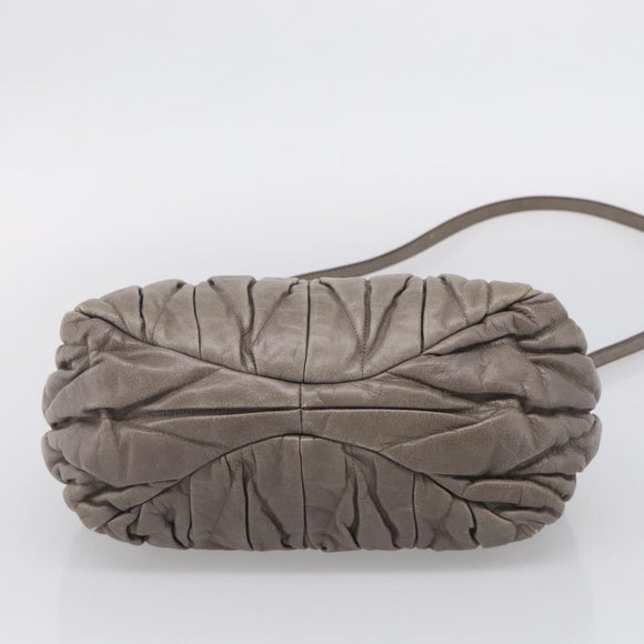 Miu Miu Matelasse Hand Bag Leather 2way Gray Gold Auth 212432M