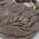 Miu Miu Matelasse Hand Bag Leather 2way Gray Gold Auth 212432M-15