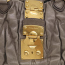 Miu Miu Matelasse Hand Bag Leather 2way Gray Gold Auth 212432M-17