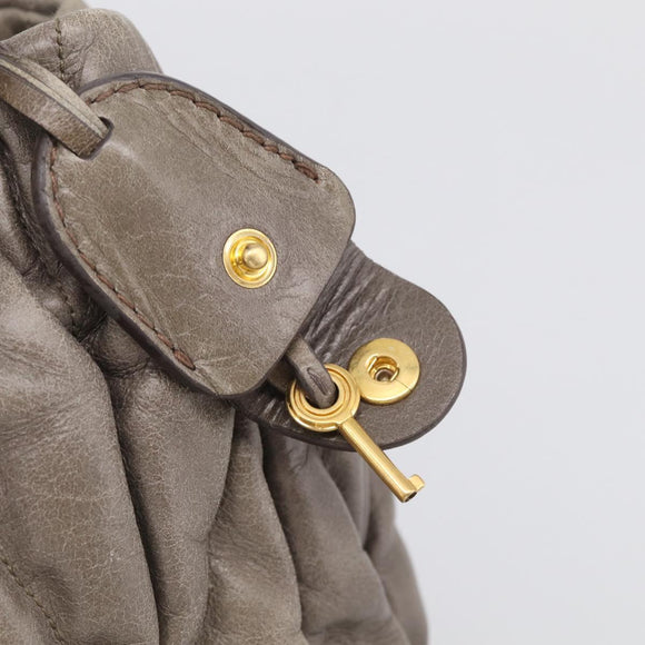 Miu Miu Matelasse Hand Bag Leather 2way Gray Gold Auth 212432M