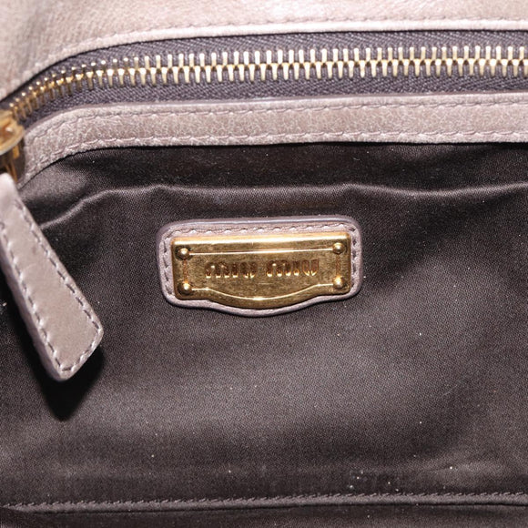 Miu Miu Matelasse Hand Bag Leather 2way Gray Gold Auth 212432M