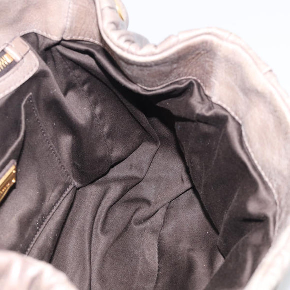 Miu Miu Matelasse Hand Bag Leather 2way Gray Gold Auth 212432M