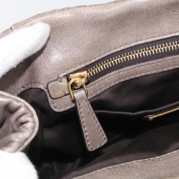 Miu Miu Matelasse Hand Bag Leather 2way Gray Gold Auth 212432M