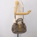 Miu Miu Matelasse Hand Bag Leather 2way Gray Gold Auth 212432M-29