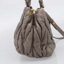 Miu Miu Matelasse Hand Bag Leather 2way Gray Gold Auth 212432M-4