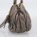 Miu Miu Matelasse Hand Bag Leather 2way Gray Gold Auth 212432M-5